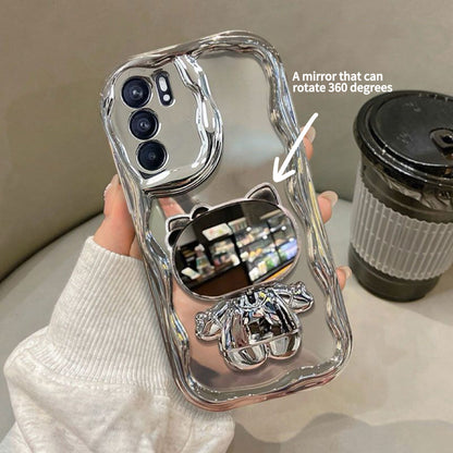 Rotating Kitty Portable Mirror and Stand Phone Case
