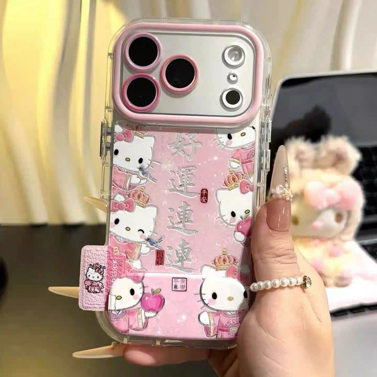 Good luck Kitty cat mirror stand phone case
