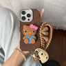 Retro leopard print Kitty cat stand phone case