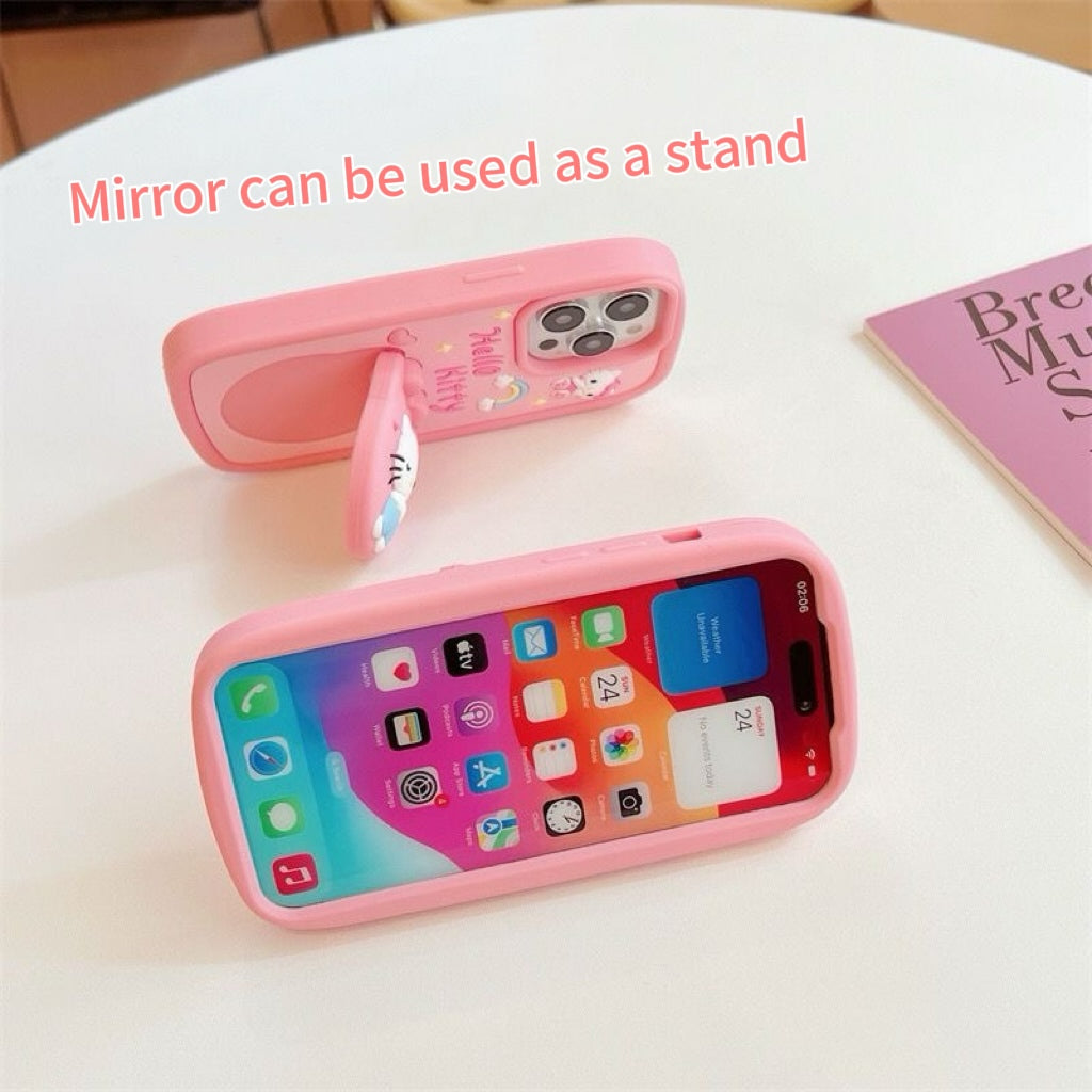 Cute Kitty Cat Mirror Stand Phone Case