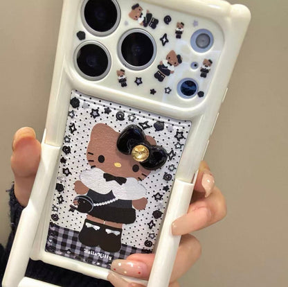 Cute Cream-Style Miffy & Cat Phone Case with Stand