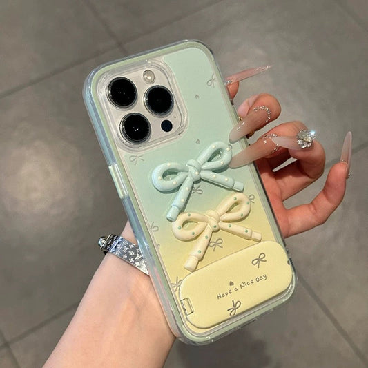 3D bow portable mirror phone case