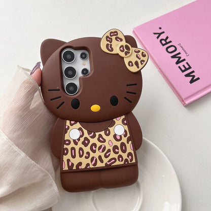 Compatible with Samsung leopard print bow Kitty cat phone case