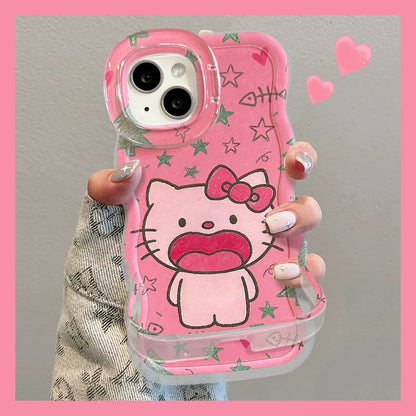 Pink Kitty Double Stand Phone Case