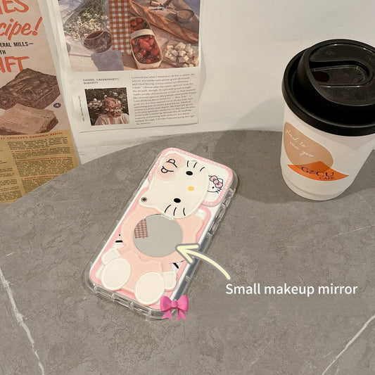 Pink Hello Kitty Mirror Card Holder Phone Case