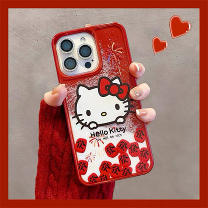 Snowflake Quicksand Kitty Cat Bracelet Phone Case