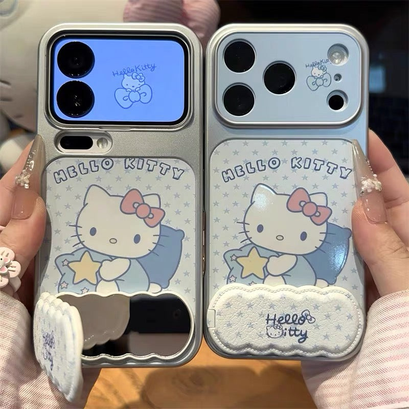 Blue Hello Kitty Portable Mirror Phone Case