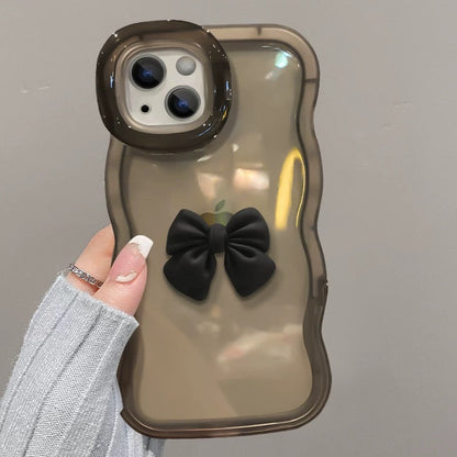 Bow-shaped invisible double stand phone case
