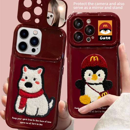 Puppy/Penguin Flip Mirror Phone Case