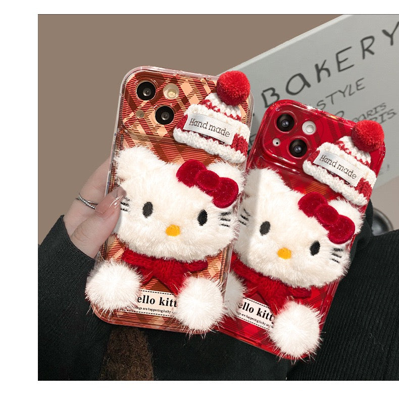 Plaid Hello Kitty Flip Mirror Phone Case