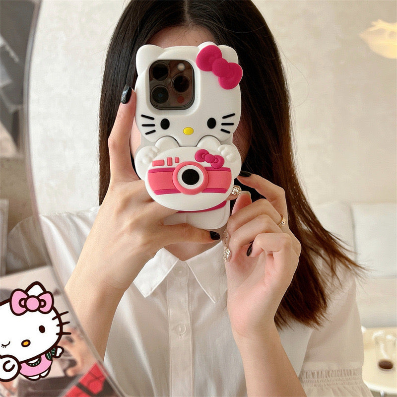 Stereo Camera KT Cat Makeup Mirror Phone Case
