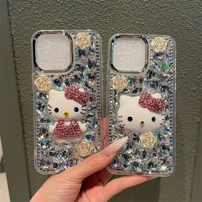 Compatible with Samsung Kitty rhinestone phone case
