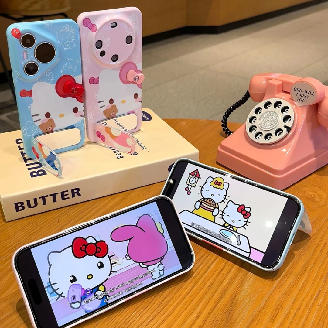 Hello Kitty Bowknot Mirror Stand Phone Case – Style 2