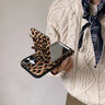 Leopard Print Bow Flap Mirror Phone Case