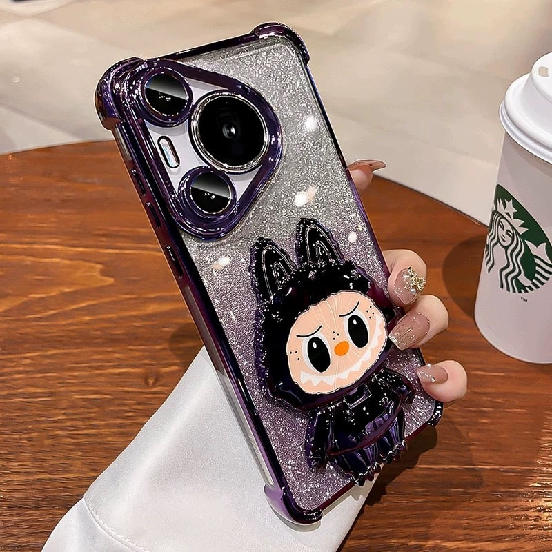 Android compatible Labub Makeup Mirror Stand Phone Case