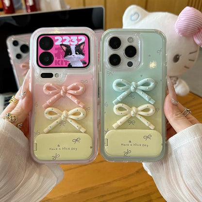 3D bow portable mirror phone case