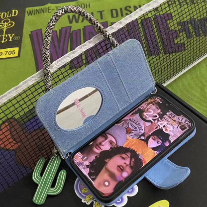 Creative Limited Edition Denim Embroidery Flip Phone Case
