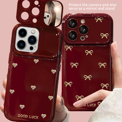 Heart-shaped bow phone case