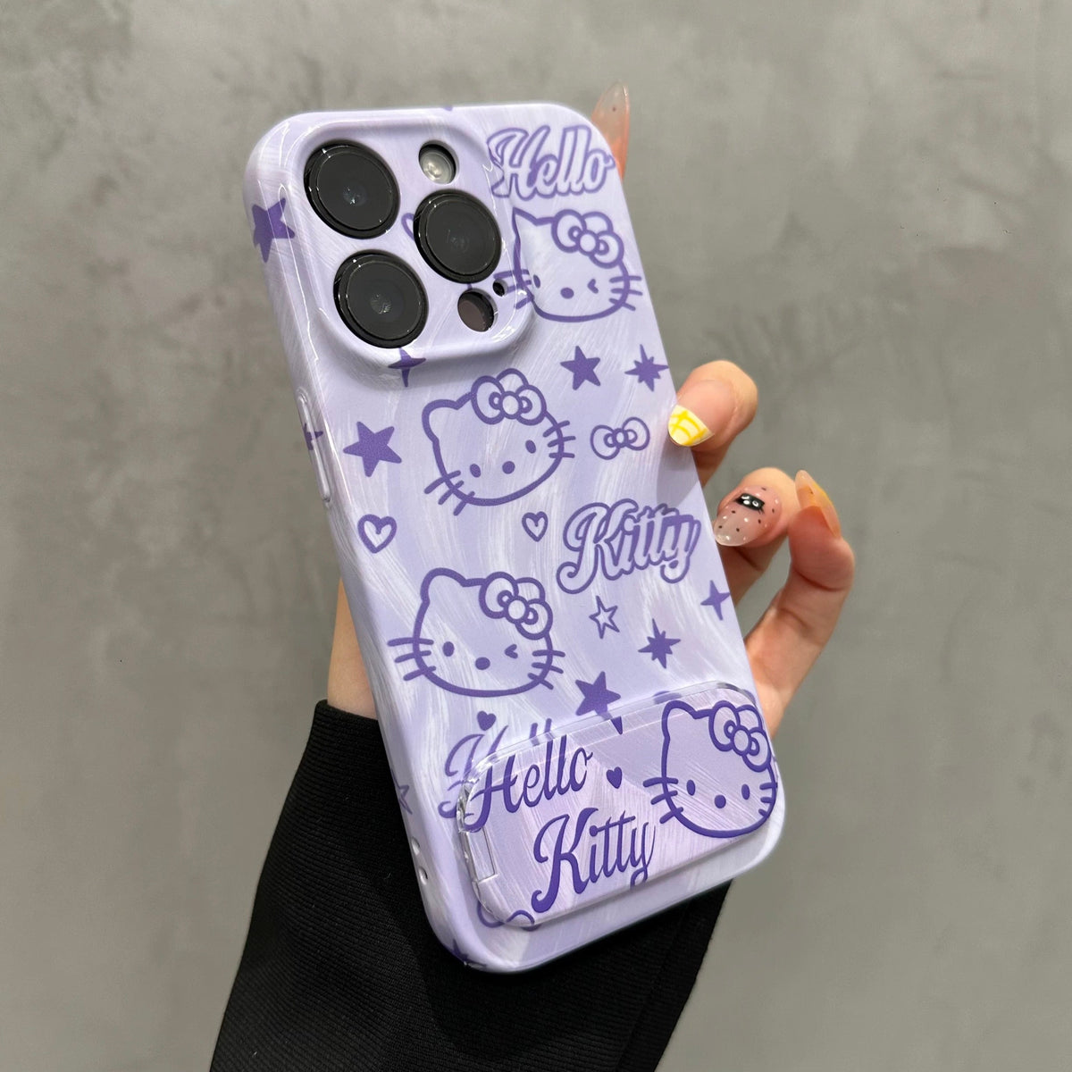 Purple Kitty Mirror Stand Phone Case
