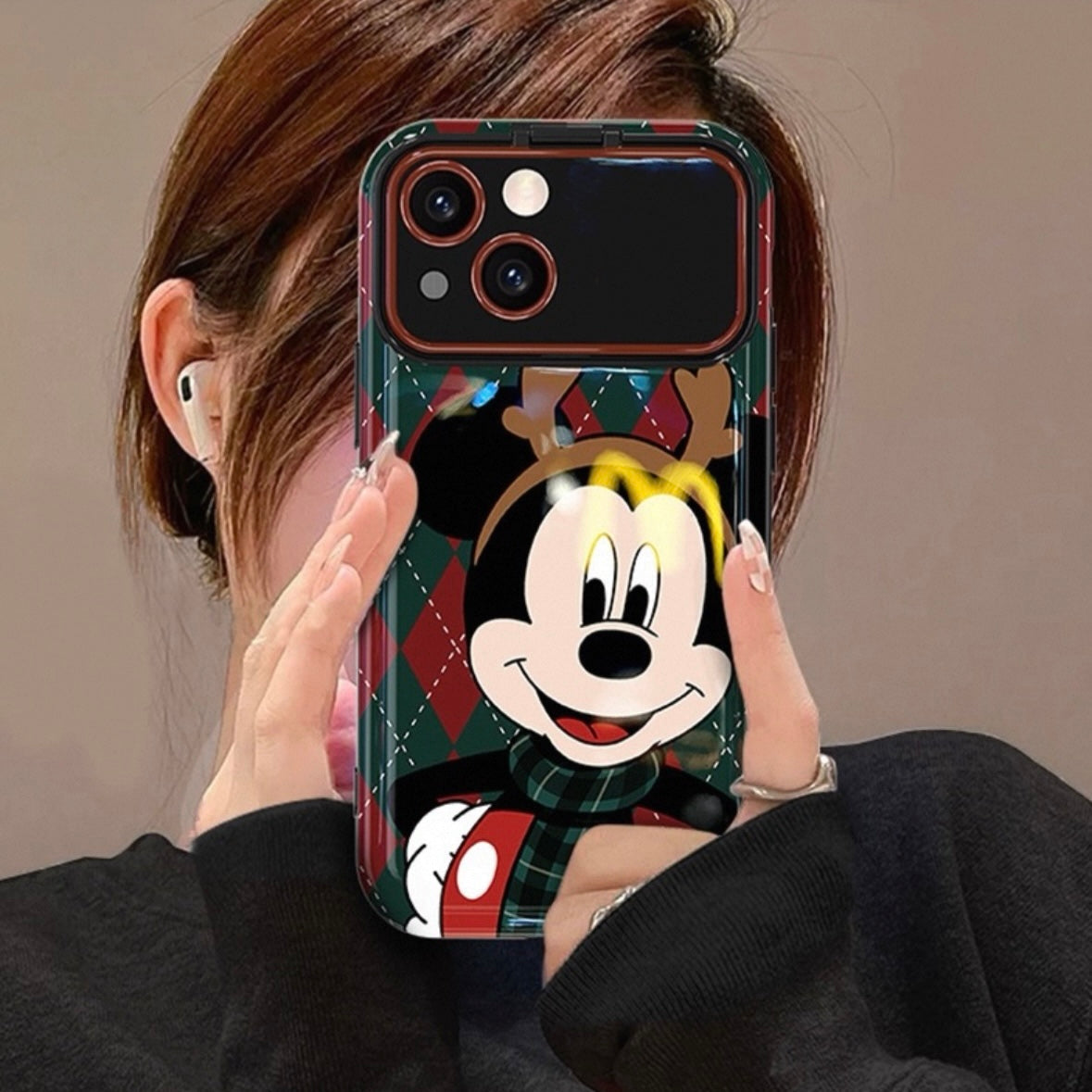 Strawberry Bear Antler Mickey Flip Mirror Phone Case