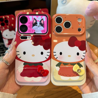 3D bow Kitty mirror phone case