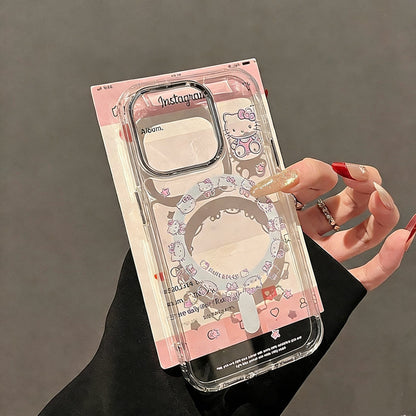 Cute Kitty bottle cap magnetic phone case