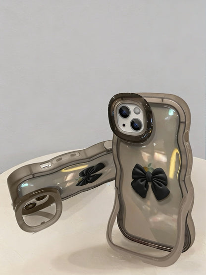 Bow-shaped invisible double stand phone case