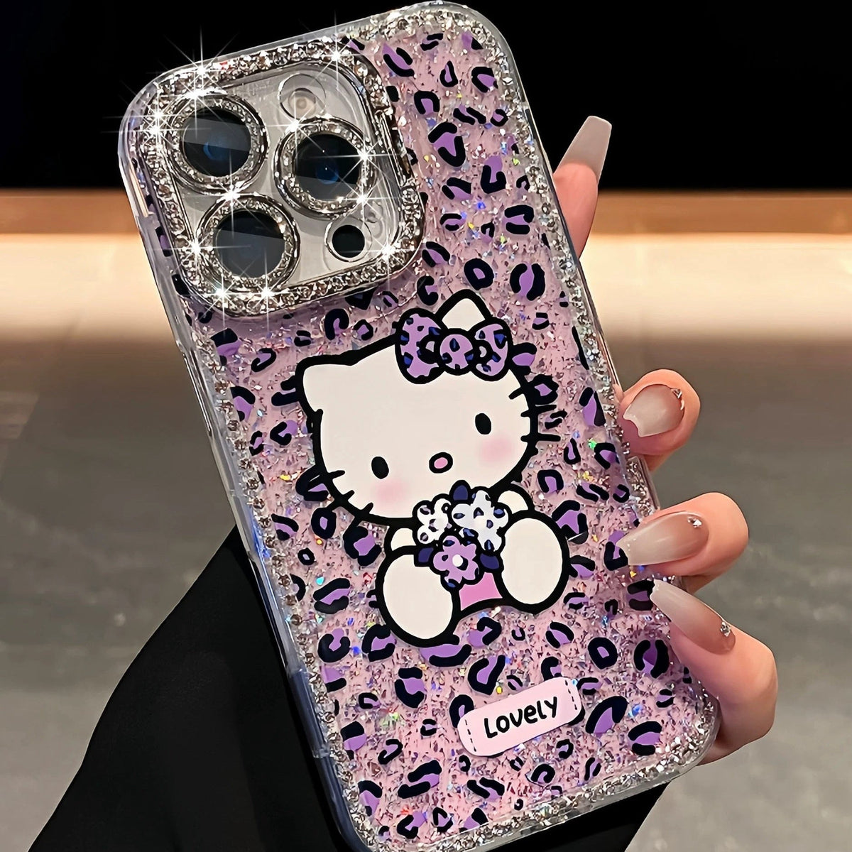 Pink and purple leopard print KT cat full frame bracket