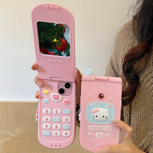 Hello Kitty Flip Mirror Pendant Phone Case