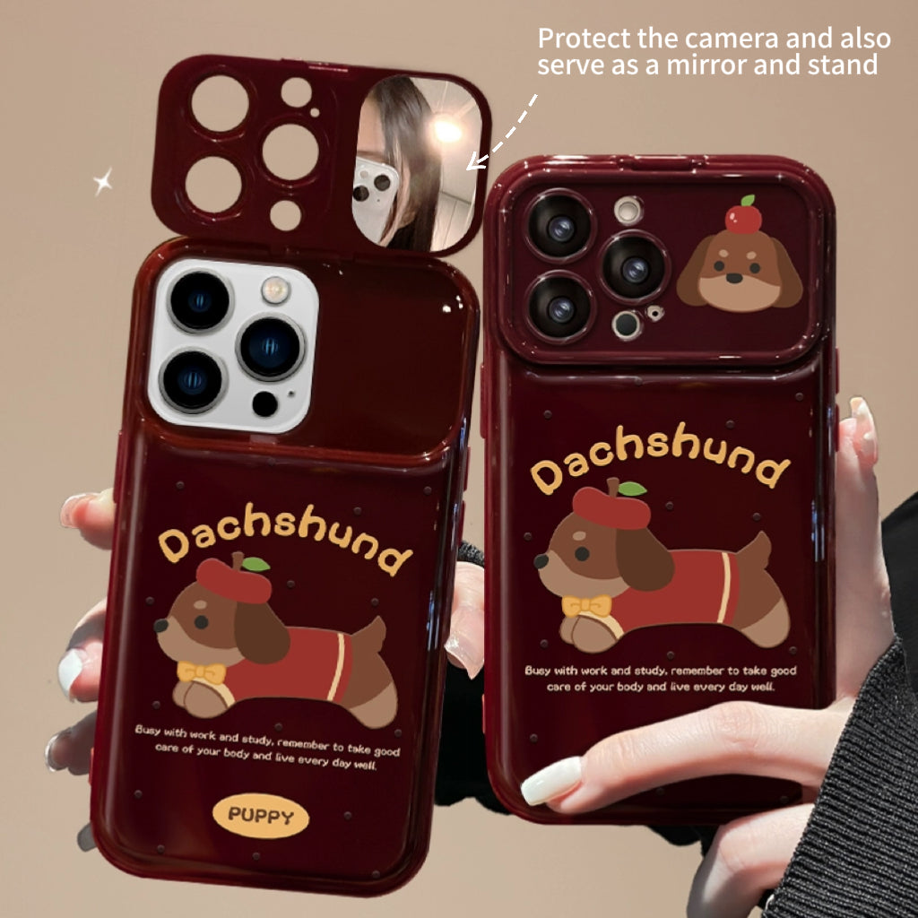Dachshund Flip Phone Case with Mirror and Stand