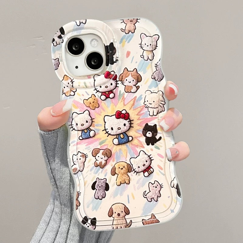Kitty and puppy dual stand phone case