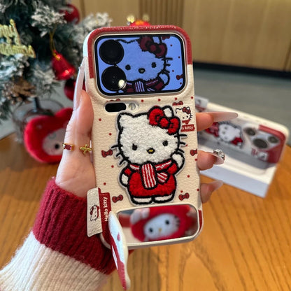 Bowknot embroidered Kitty phone case with stand