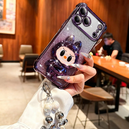 Labubu makeup mirror stand phone case