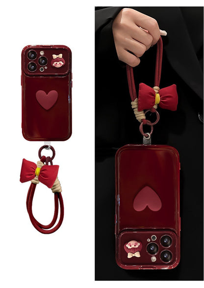Heart-shaped and girl-themed flip mirror phone case