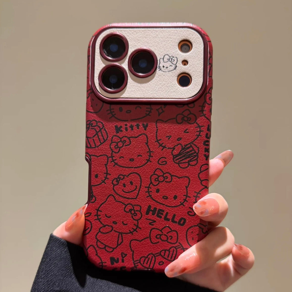 Hello Kitty burgundy full-screen phone case