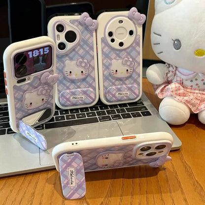 Purple Plaid Hello Kitty Mirror Phone Case
