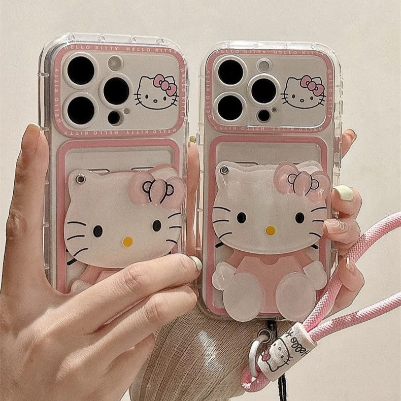 Pink Hello Kitty Mirror Card Holder Phone Case