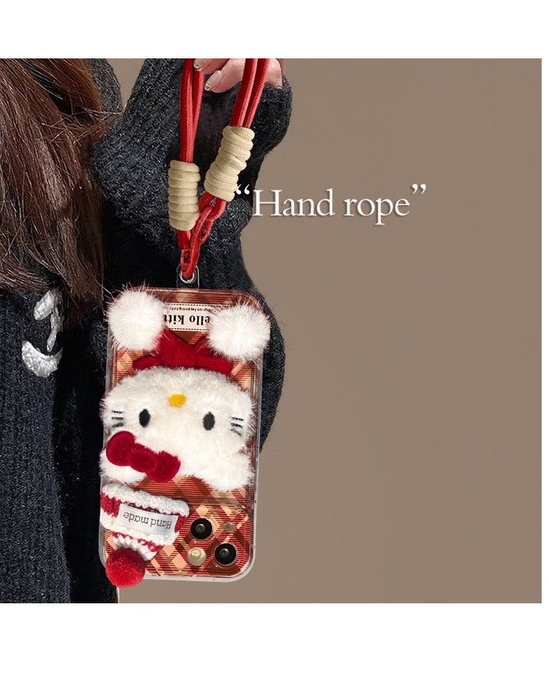 Plaid Hello Kitty Flip Mirror Phone Case