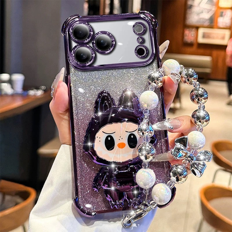 Labubu makeup mirror stand phone case