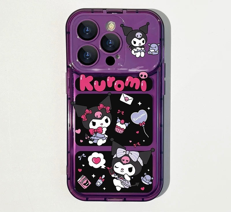 Kuromi flip phone case with mirror and stand
