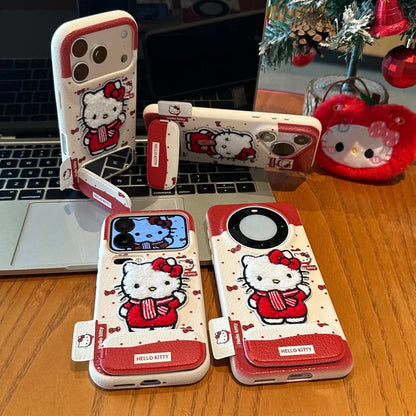 Bowknot embroidered Kitty phone case with stand