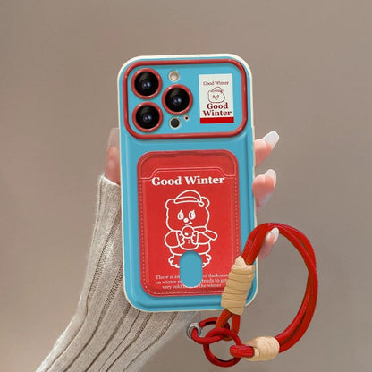 Kitty flip cover with mirror stand card holder phone case