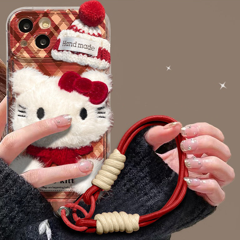 Plaid Hello Kitty Flip Mirror Phone Case