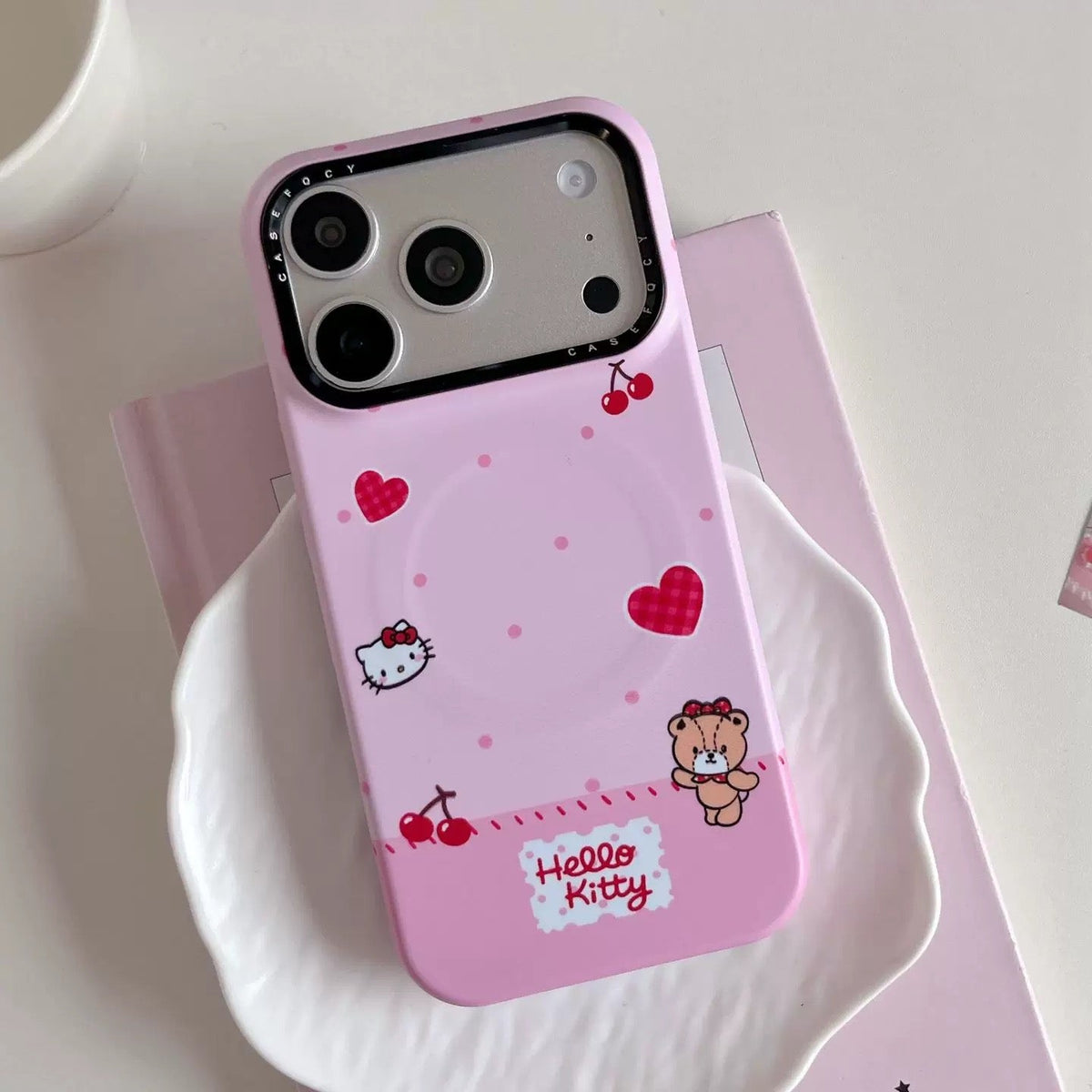 Mirror-Finish Hello Kitty Magnetic Stand Phone Case