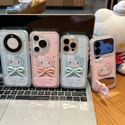 3D Kitty and Bow Portable Mirror Phone Case