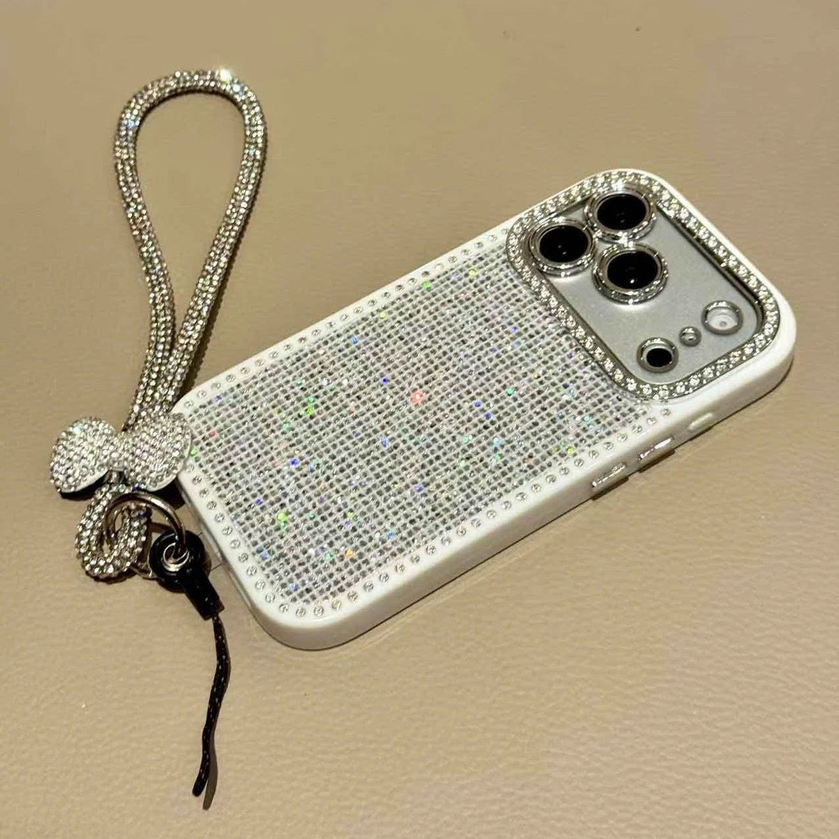 Butterfly Knot Rhinestone Nail Phone Case