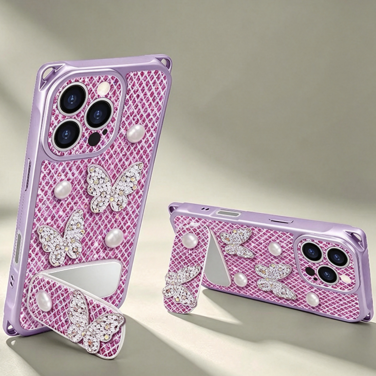 Sparkling Butterfly Portable Mirror Phone Case