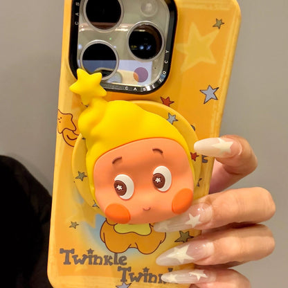 Rotating Star Big Head Cute Little Boy Magnetic Phone Case