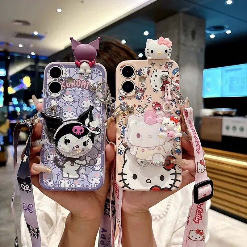 Compatible with Samsung  Kitty & Kuromi Mirror Bracelet Phone Case