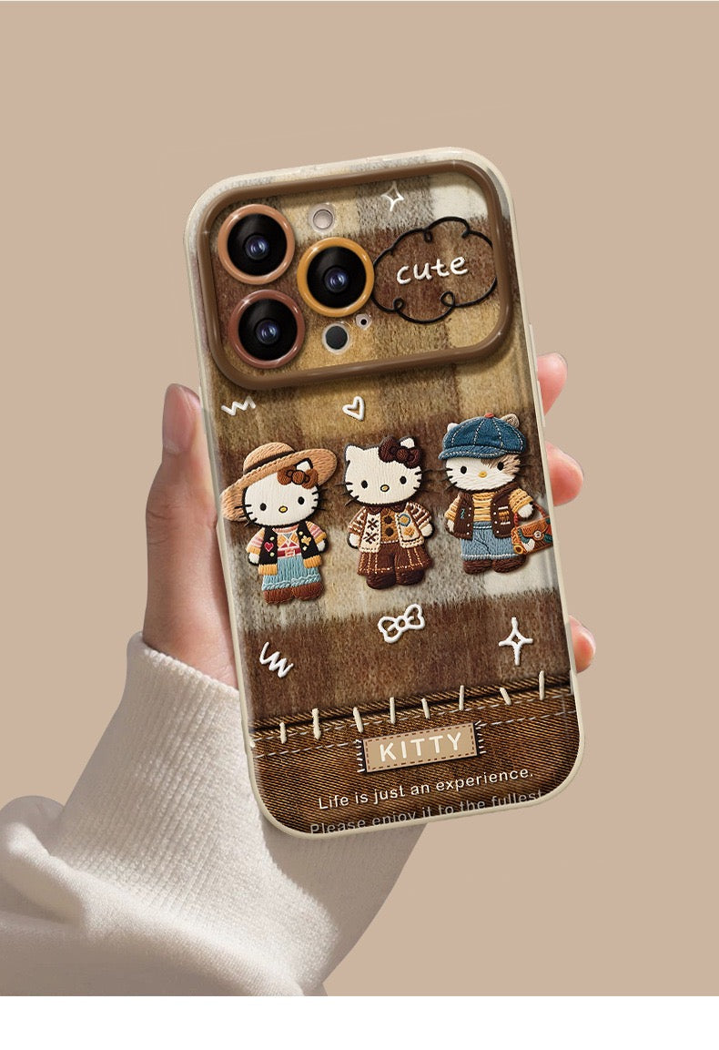 Brown Hello Kitty Flip Phone Case with Mirror and Stand